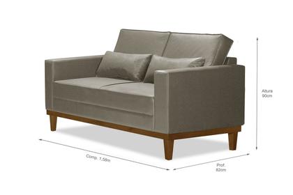 Imagem de Sofá Living 3 e 2 Lugares Valência - 2,20/1,58mts + 02 Poltronas C/ Base Madeira de Reflorestamento - material sintético Bege 