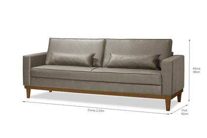 Imagem de Sofá Living 3 e 2 Lugares Valência - 2,20/1,58mts + 02 Poltronas C/ Base Madeira de Reflorestamento - material sintético Bege 