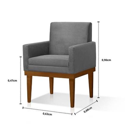 Imagem de Sofá Living 3 e 2 Lugares Valência - 2,20/1,58mts + 02 Poltronas C/ Base Madeira de Reflorestamento - Veludo Cinza