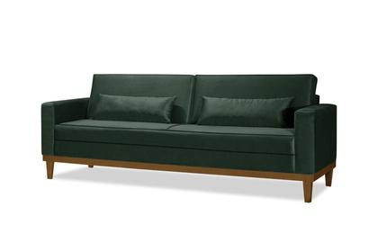 Sofá Living 3 e 2 Lugares Valência - 2,20/1,58mts + 02 Poltronas C/ Base Madeira de Reflorestamento - Veludo Verde - Estofados Perola Imagem de Sofá Living 3 e 2 Lugares Valência - 2,20/1,58mts + 02 Poltronas C/ Base Madeira de Reflorestamento - Veludo Verde