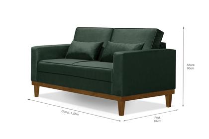 Sofá Living 3 e 2 Lugares Valência - 2,20/1,58mts + 02 Poltronas C/ Base Madeira de Reflorestamento - Veludo Verde - Estofados Perola Imagem de Sofá Living 3 e 2 Lugares Valência - 2,20/1,58mts + 02 Poltronas C/ Base Madeira de Reflorestamento - Veludo Verde