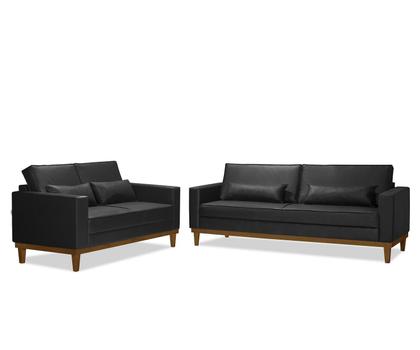 Imagem de Sofá Living 3 e 2 Lugares Valência - 2,20/1,58mts - material sintético Preto - Estofados Pérola.