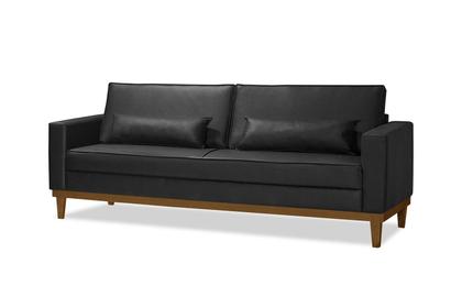 Imagem de Sofá Living 3 e 2 Lugares Valência - 2,20/1,58mts - material sintético Preto - Estofados Pérola.
