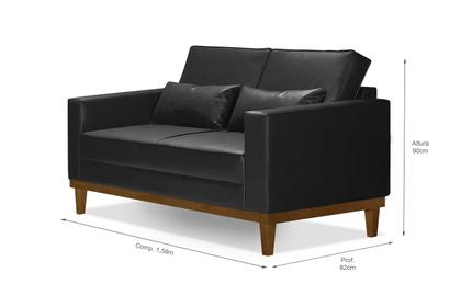 Imagem de Sofá Living 3 e 2 Lugares Valência - 2,20/1,58mts - material sintético Preto - Estofados Pérola.