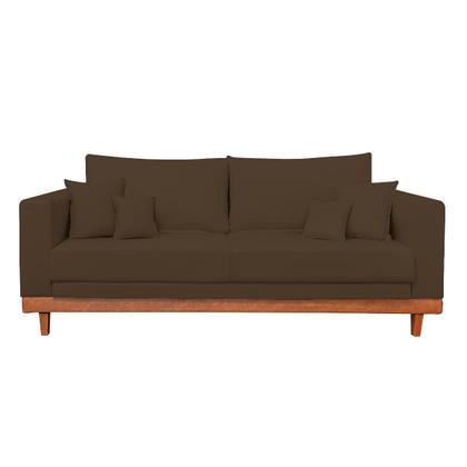 Imagem de Sofá Living 3 Lugares Suede Resistente Madeira + Almofadas