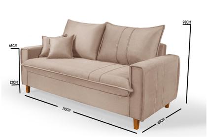 Imagem de Sofa Living com Bau Multiuso 3 Lugares Suede Pes em Madeira