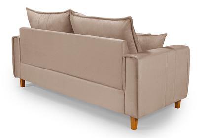 Imagem de Sofa Living com Bau Multiuso 3 Lugares Suede Pes em Madeira