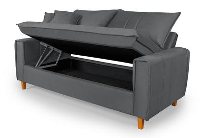 Imagem de Sofa Living com Bau Multiuso 3 Lugares Suede Pes em Madeira