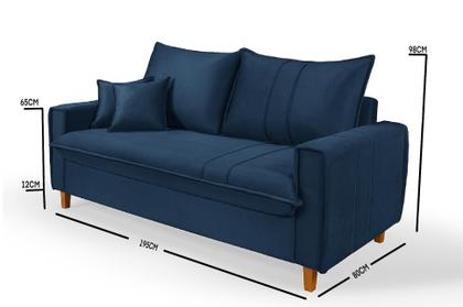 Imagem de Sofa Living com Bau Multiuso 3 Lugares Suede Pes em Madeira