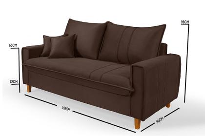 Imagem de Sofa Living com Bau Multiuso 3 Lugares Suede Pes em Madeira