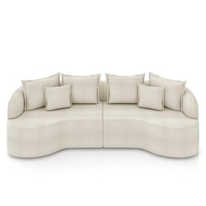 Imagem de Sofá Living Decorativo Salinas 3 Lugares com Almofadas 250cm Modulado Bouclé Off White G33- Gran Belo