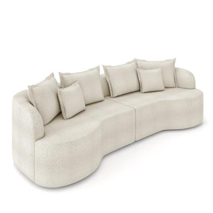 Imagem de Sofá Living Decorativo Salinas 3 Lugares com Almofadas 250cm Modulado Bouclé Off White G33- Gran Belo