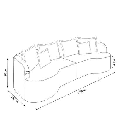 Imagem de Sofá Living Decorativo Salinas 3 Lugares com Almofadas 250cm Modulado Bouclé Off White G33- Gran Belo