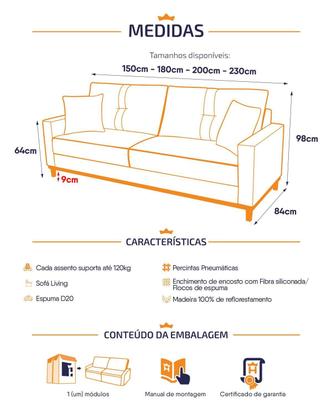 Imagem de Sofá Living Malibu 2,30m Bege Bouclê - King House