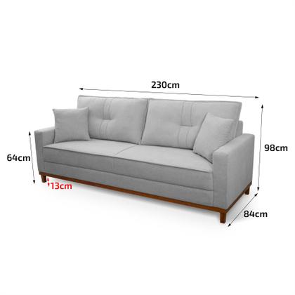 Imagem de Sofá Living Malibu 2,30m Cinza Bouclê - King House