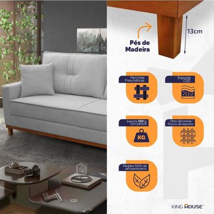 Imagem de Sofá Living Malibu 2,30m Cinza Bouclê - King House