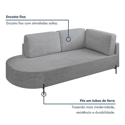 Imagem de Sofá Living Orgânico 2 Lugares 165cm Base de Ferro Braço Direito Norten