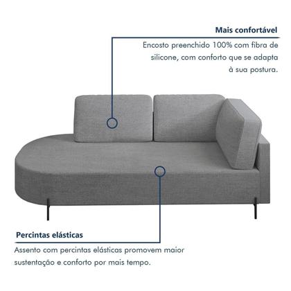 Imagem de Sofá Living Orgânico 2 Lugares 165cm Base de Ferro Braço Direito Norten