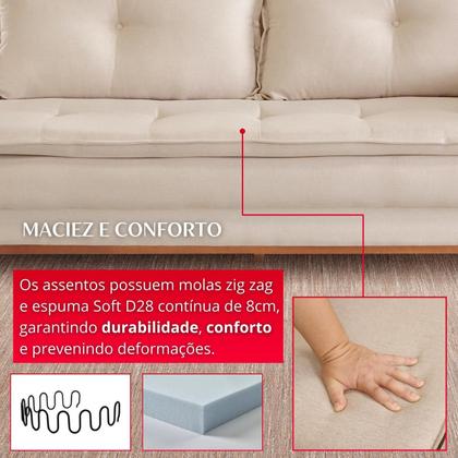 Imagem de Sofá Living Verona 3 Lugares 2,00m Bege