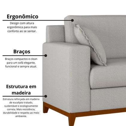 Imagem de Sofá Living Vintage 3 Lugares 200cm em Boucle Slim
