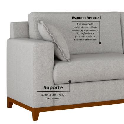 Imagem de Sofá Living Vintage 3 Lugares 200cm em Boucle Slim