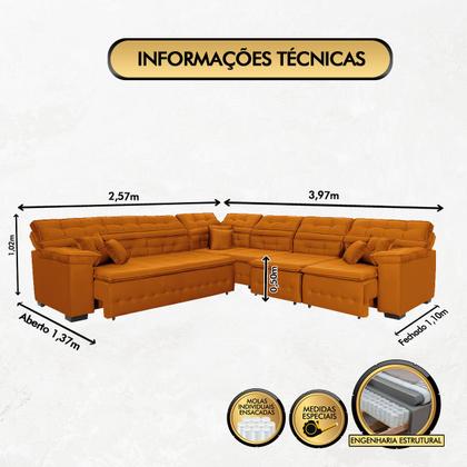 Imagem de Sofá Magno 2.57x3.97m de Canto, Retrátil e Reclinável