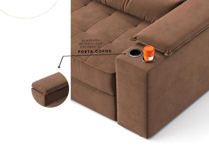 Imagem de Sofá Manhattan 2,10m L 3 Lugares com Porta Copos Retrátil e Reclinável