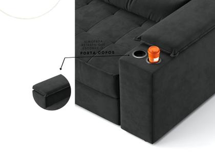 Imagem de Sofá Manhattan 2,10m L 3 Lugares com Porta Copos Retrátil e Reclinável