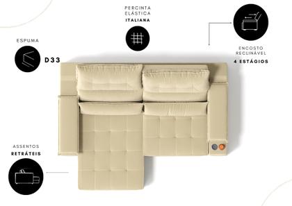 Imagem de Sofá Manhattan 2,10m L 3 Lugares com Porta Copos Retrátil e Reclinável