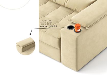 Imagem de Sofá Manhattan 2,10m L 3 Lugares com Porta Copos Retrátil e Reclinável