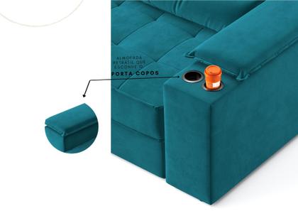 Imagem de Sofá Manhattan 2,10m L 3 Lugares com Porta Copos Retrátil e Reclinável