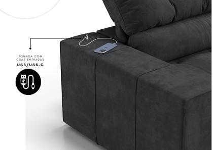 Imagem de Sofá Medelín 2,75m (L) com Carregador USB Retrátil e Reclinável