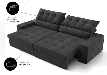 Imagem de Sofá Medelín 2,75m (L) com Carregador USB Retrátil e Reclinável