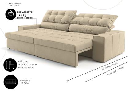 Imagem de Sofá Medelín 2,75m (L) com Carregador USB Retrátil e Reclinável