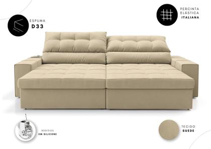 Imagem de Sofá Medelín 2,75m (L) com Carregador USB Retrátil e Reclinável