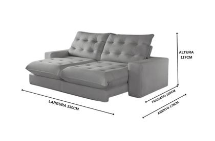 Imagem de Sofá Milão Retrátil e Reclinável 230m com Super Pillow de 30cm com Molas Pocket Movenzo Estofados