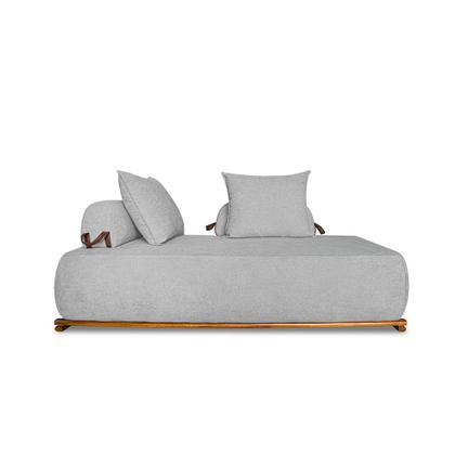 Imagem de Sofá Modulado 5 Lugares com Almofadas Soltas Pés Madeira Maciça 320cm Homer Bouclê Cinza G63 - Gran Belo