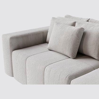 Imagem de Sofá Modulado Ilha Santorini 2,50m x 1,60m em Boucle Bege - Home Mobily