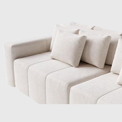 Imagem de Sofá Modulado Ilha Santorini 2,70m x 1,60m em Linho Off White - Home Mobily