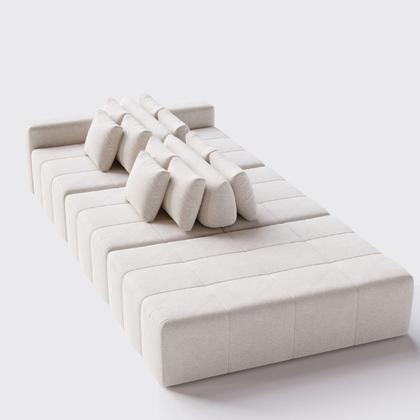 Imagem de Sofá Modulado Ilha Santorini 2,70m x 1,60m em Linho Off White - Home Mobily