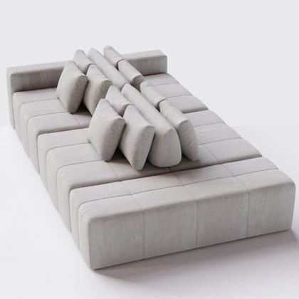 Imagem de Sofá Modulado Ilha Santorini 2,90m x 1,60m em Boucle Bege - Home Mobily