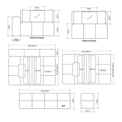 Imagem de Sofá Modulado Ilha Santorini 2,90m x 1,60m em Boucle Bege - Home Mobily