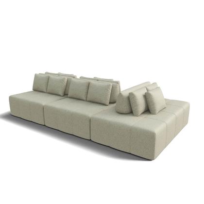Imagem de Sofá Modulado Ilha Santorini 3,00m em Linho Neve Off White - Home Mobily
