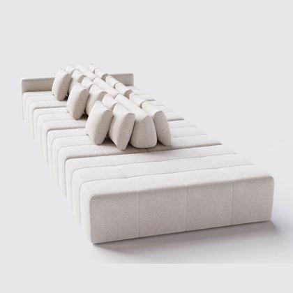 Imagem de Sofá Modulado Ilha Santorini 3,10m x 1,80m em Linho Off White - Home Mobily