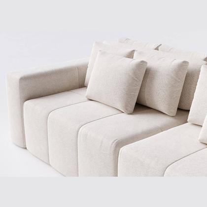 Imagem de Sofá Modulado Ilha Santorini 3,40m x 1,80m em Linho Algodão Lapidado - Home Mobily