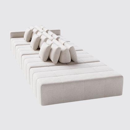 Imagem de Sofá Modulado Ilha Santorini 3,80m x 1,60m em Linho Algodão Lapidado - Home Mobily