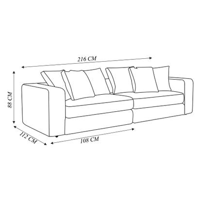 Imagem de Sofá Modulado Sala de Estar Trento 216cm com Almofadas Soltas Linho Bege G92 - Gran Belo