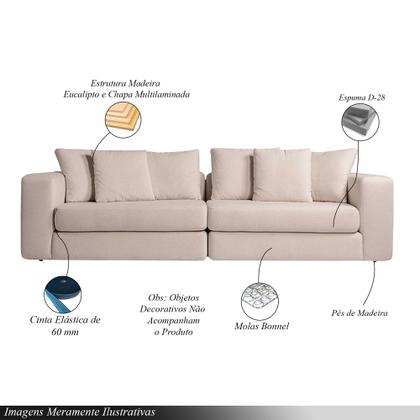 Imagem de Sofá Modulado Sala de Estar Trento 256cm com Almofadas Soltas Linho Bege G92 - Gran Belo