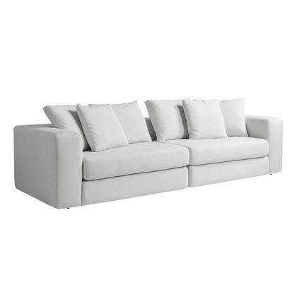 Imagem de Sofá Modulado Sala de Estar Trento 296cm com Almofadas Soltas Linho Cinza G92 - Gran Belo