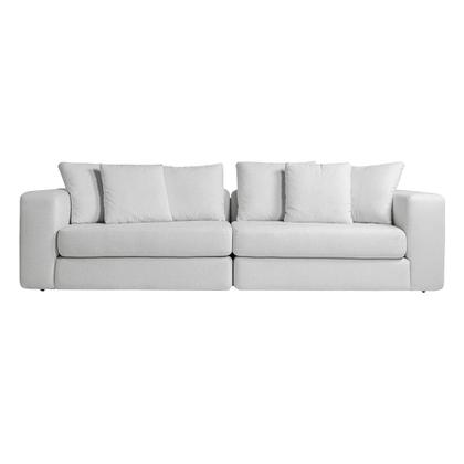 Imagem de Sofá Modulado Sala de Estar Trento 296cm com Almofadas Soltas Linho Cinza G92 - Gran Belo